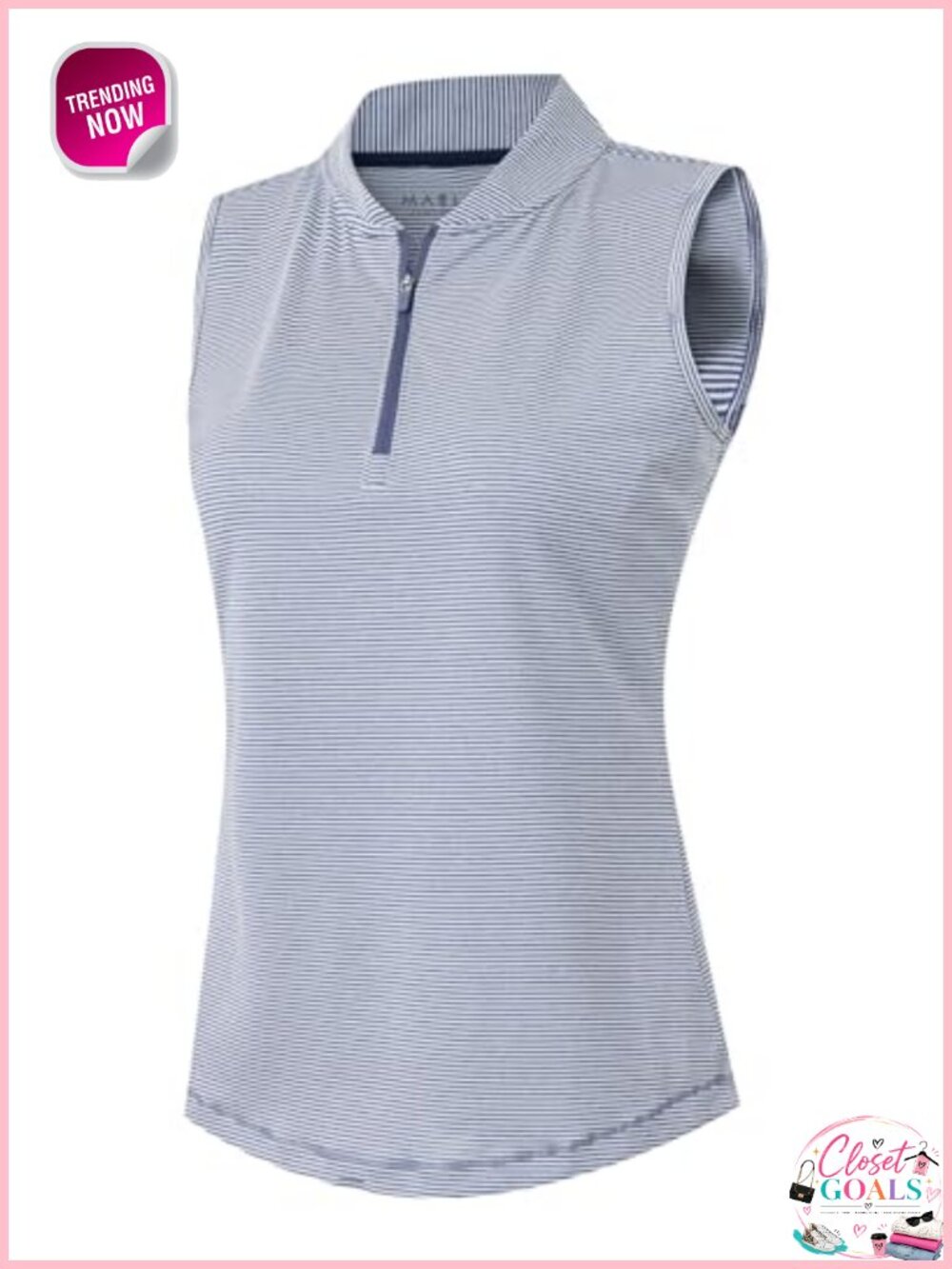 Sleeveless 1/4 Zip Golf Tennis Tank Top Collarless Stretch Athletic